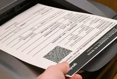 Despachante realizando a impressão do CRLV-e, com documentos em uma mesa.